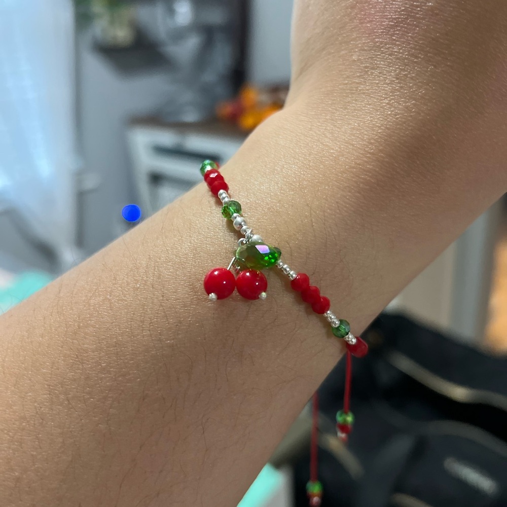 Cherry red silver bracelet